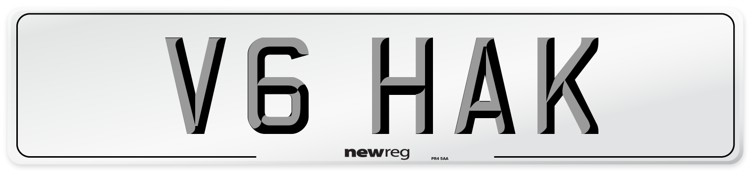 V6 HAK Number Plate from New Reg